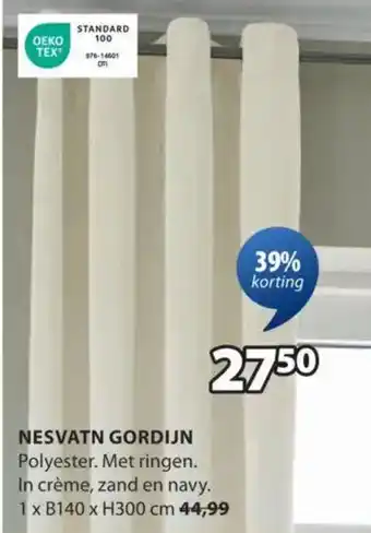 Jysk Nesvatn gordijn aanbieding