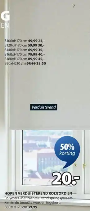 Jysk Hopen verduisterend rolgordijn aanbieding