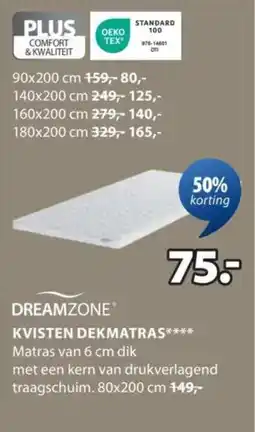 Jysk Dreamzone kvisten dekmatras aanbieding