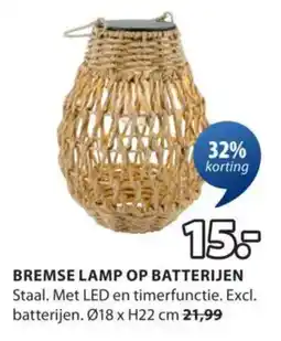 Jysk Bremse lamp op batterijen aanbieding