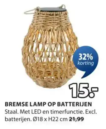 Jysk Bremse lamp op batterijen aanbieding