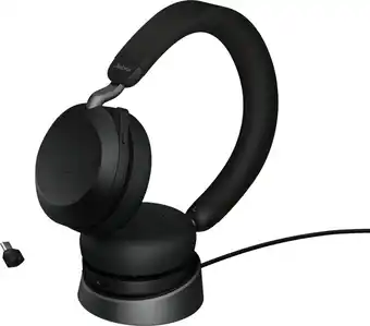 Coolblue Jabra Evolve2 75 USB C Draadloze Office Headset met oplaadstandaard Zwart aanbieding