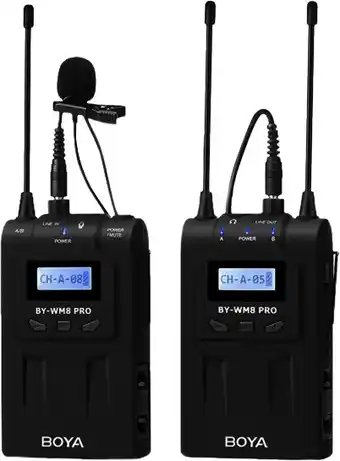 Coolblue Boya UHF Duo Lavalier Microphone Sans Fil BY-WM8 Pro-K1 aanbieding