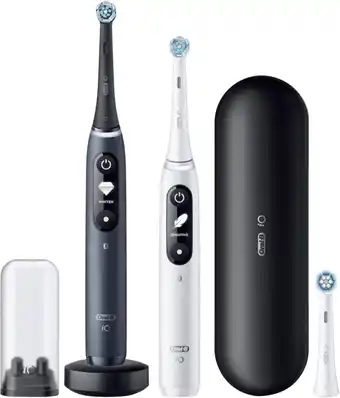 Coolblue Oral-B iO Series 7 Zwart en Wit Duo Pack met extra opzetborstel aanbieding