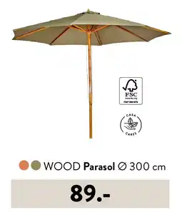 Casa WOOD Parasol Ø 300 cm aanbieding