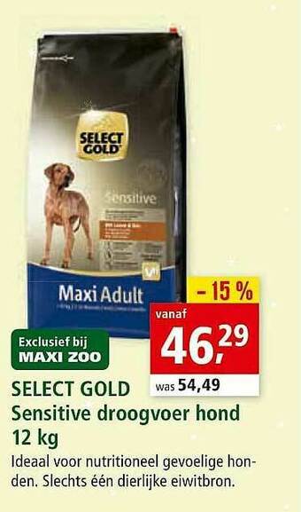 Maxi Zoo Select Gold Sensitive Droogvoer Hond aanbieding
