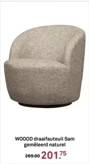 Karwei WOOOD draaifauteuil Sam gemêleerd naturel aanbieding