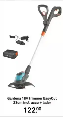 Karwei Gardena 18V trimmer EasyCut 23cm incl. accu + lader aanbieding