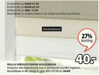 Jysk Rolla Verduisterend Rolgordijn aanbieding