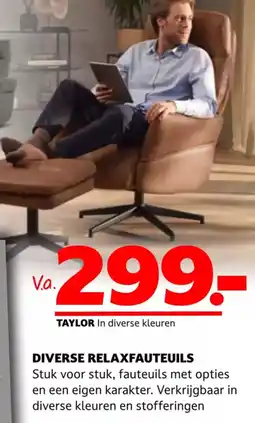 Seats and Sofas Taylor Diverse Relaxfauteuils aanbieding