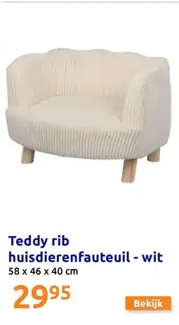 Action Teddy rib huisdierenfauteuil - wit aanbieding