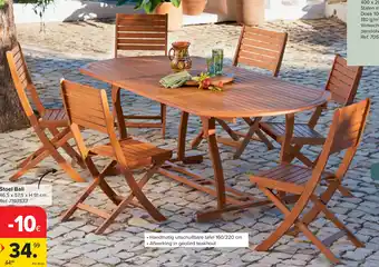 Carrefour FSC Set tafel + 6 stoelen in acacia Bali aanbieding