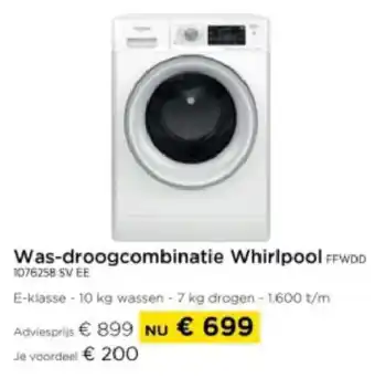 Molecule Was-droogcombinatie Whirlpool FFWDD aanbieding