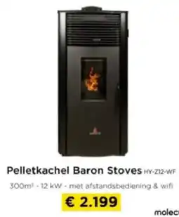 Molecule Pelletkachel Baron Stoves HY-Z12-WF aanbieding