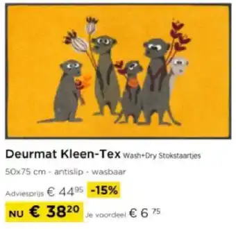 Molecule Deurmat Kleen-Tex Wash+Dry Stokstaartjes aanbieding