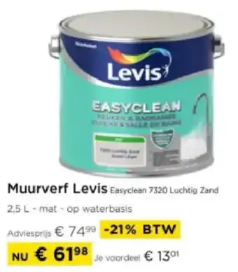 Molecule Muurverf Levis Easyclean 7320 Luchtig Zand aanbieding