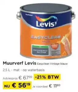 Molecule Muurverf Levis Easyclean Vintage blauw aanbieding