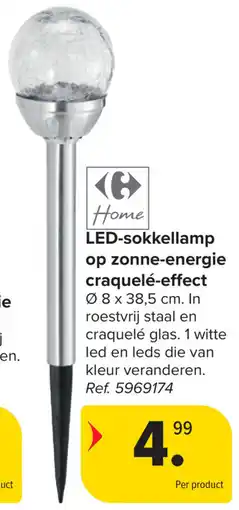 Carrefour Home LED sokkellamp op zonne energie craquelé effect aanbieding