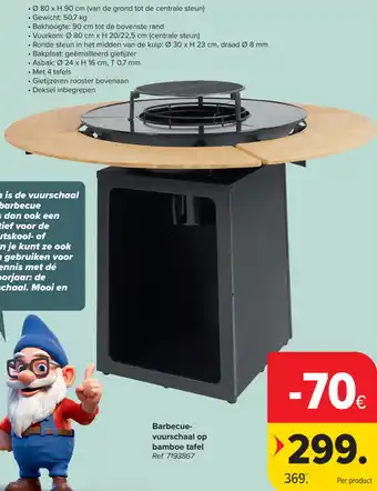 Carrefour Barbecuevuurschaal op bamboe tafel aanbieding