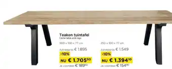 Molecule Teaken tuintafel Castle table wide legs aanbieding