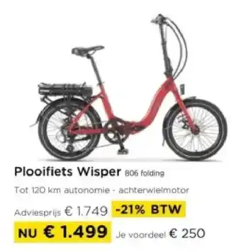 Molecule Plooifiets Wisper 806 folding aanbieding