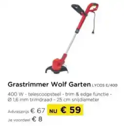 Molecule Grastrimmer Wolf Garten LYCOS E/400 aanbieding