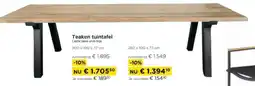 Molecule Teaken tuintafel Castle table wide legs aanbieding