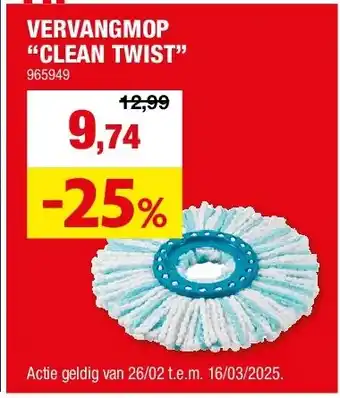 Hubo VERVANGMOP “CLEAN TWIST” aanbieding