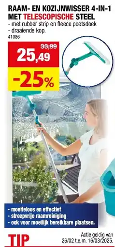 Hubo RAAM- EN KOZIJNWISSER 4-IN-1 MET TELESCOPISCHE STEEL aanbieding