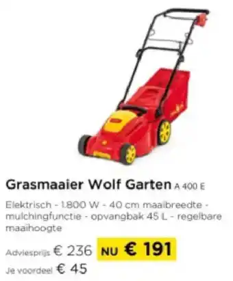 Molecule Grasmaaier Wolf Garten A 400 E aanbieding