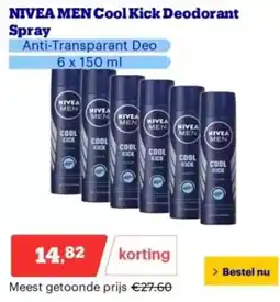 Bol.com NIVEA MEN cool kick deodorant spray aanbieding