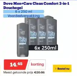 Bol.com Dove men+care clean comfort 3-in-1 douchegel aanbieding