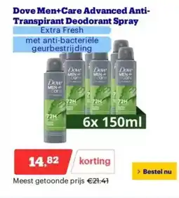 Bol.com Dove men+care advanced anti- transpirant deodorant spray aanbieding