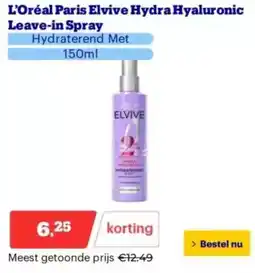 Bol.com L'oréal paris elvive hydra hyaluronic leave in spray aanbieding