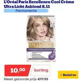 Bol.com L'oréal paris excellence cool crème ultra licht asblond 8.11 aanbieding