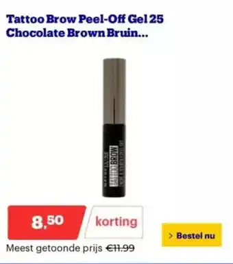 Bol.com Tattoo Brow Peel Off Gel 25 Chocolate Brown Bruin aanbieding