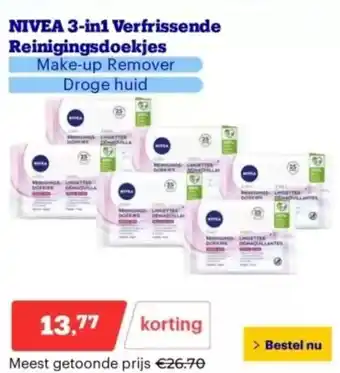 Bol.com NIVEA 3 in1 verfrissende reinigingsdoekjes aanbieding