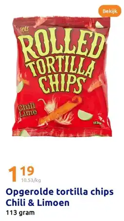 Action Opgerolde tortilla chips Chili & Limoen aanbieding