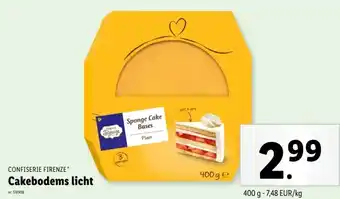 Lidl Cakebodems licht aanbieding