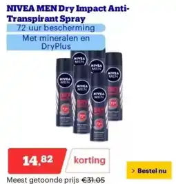 Bol.com Nivea Men Dry Impact Anti Transpirant Spray aanbieding