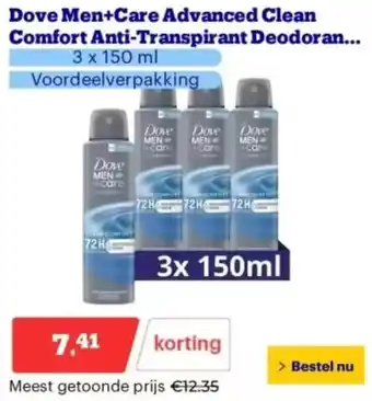 Bol.com Dove Men + Care Advanced Clean Comfort Anti Transpirant Deodoran aanbieding