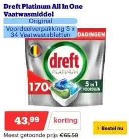 Bol.com Dreft Platinum All In One Vaatwasmiddel aanbieding