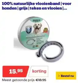 Bol.com 100% natuurlijke vlooienband voor honden grijs teken en vlooien| aanbieding