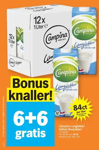 Albert Heijn Campina langlekker halfvol literpakken aanbieding