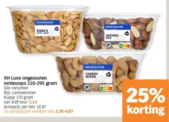 Albert Heijn AH Luxe ongezouten notencups aanbieding