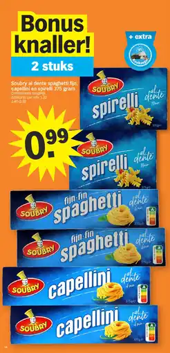 Albert Heijn Soubry al dente spaghetti fijn capellini en spirelli aanbieding