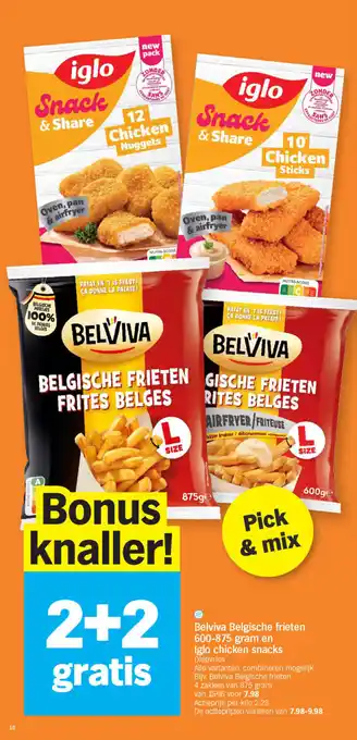 Albert Heijn Belviva belgische frieten en iglo chicken snacks aanbieding