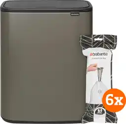 Coolblue Brabantia Bo Touch Bin 60 Liter Platinum + Vuilniszakken (120 stuks) aanbieding