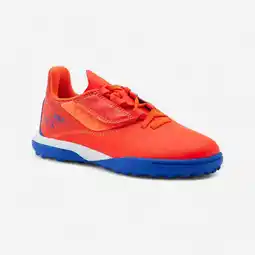 Decathlon VOETBALSCHOENEN VOOR KINDEREN VIRALTO I EASY TURF TF KLITTENBAND ORANJE/BLAUW aanbieding