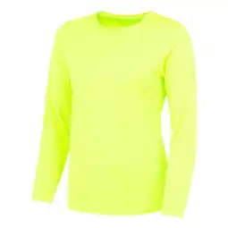 Decathlon Effen Tshirt met lange mouwen voor Dames (Elektrisch Geel) aanbieding